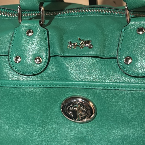 Coach 33689 Green Genuine Leather Rhyder Satchel Shoulder Bag Purse - Picture 4 of 15